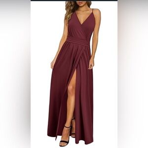 Newshows Women's Summer V-Neck Spaghetti Strap Sleeveless Split Long Maxi M